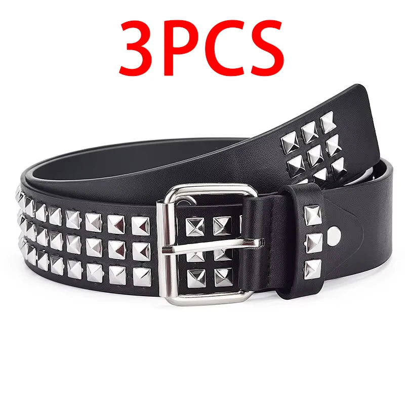 Fashion New Square Bead Rivet Belt Metal Pyramid Belt Men and Women Punk Hardware Jeans Belt Y2K Belt Designer Belt Women's Belt