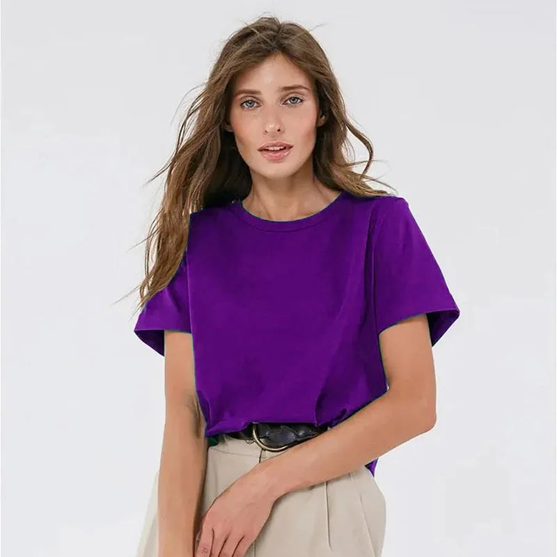 3XL 4XL 100% Cotton Women's T shirt ,Oversized Casual Solid Tees,Short Sleeve Summer Top,Plain Streetwear Quality Basic Clothing