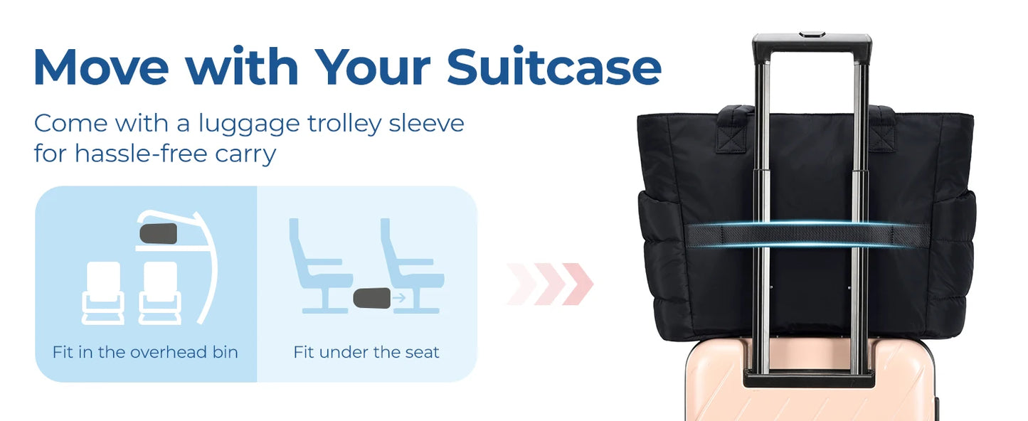 BAGSMART The Bubble Tote Bag Cotton Padded Female Quilting Puffy Shoulder Shopper Purse Simple Daily Handbag Women's Bags