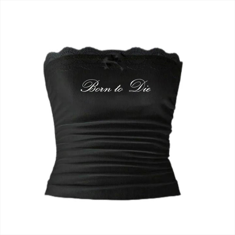 Gothic Grunge Punk Hip Hop Rock Streetwear Casual Sexy Crop Top Y2K Retro Harajuku Emo Girl Aesthetic Fashion Lace Camisole Tops