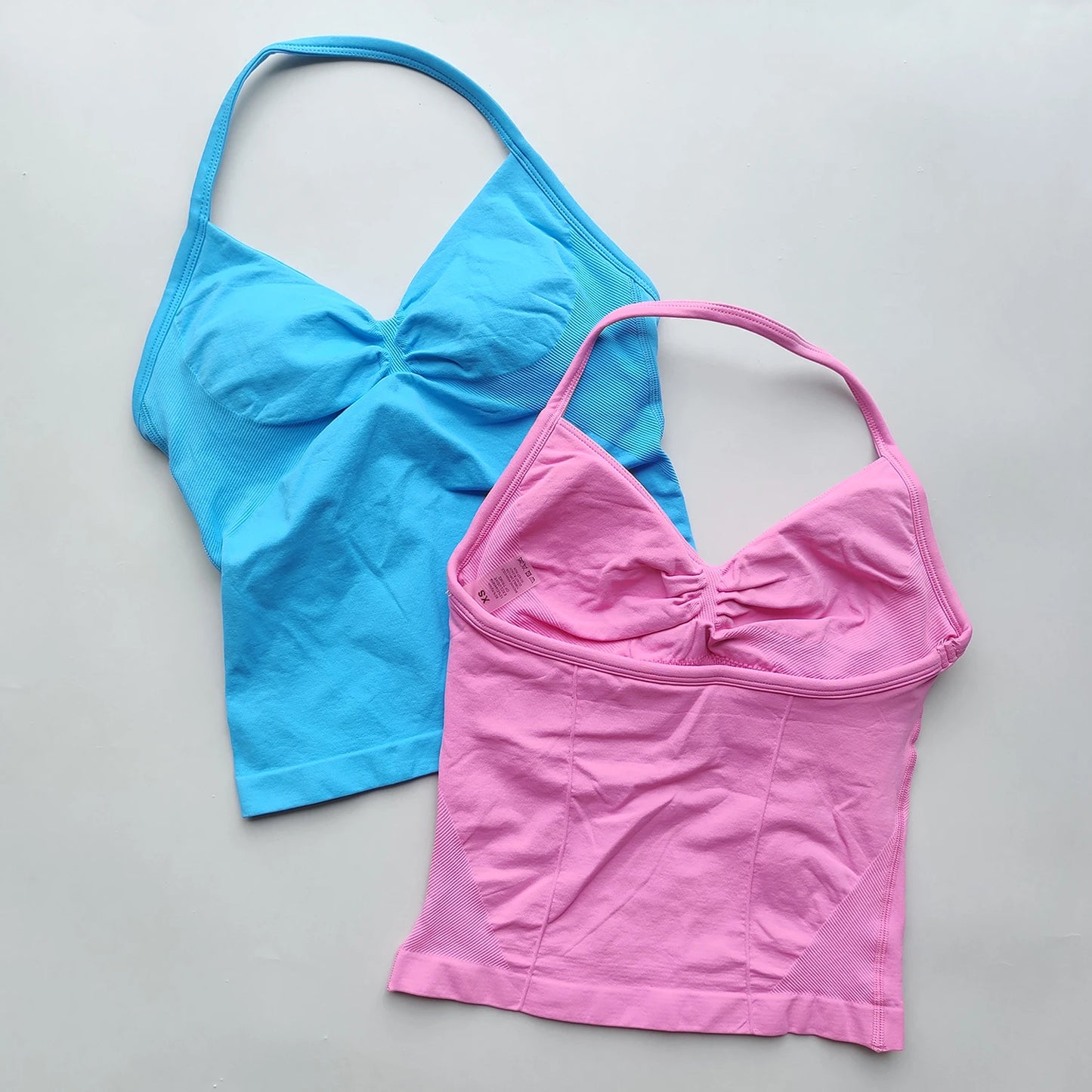 ARFTE Longline Strappy Gym Top Backless Gym Clothes Women Scrunch Built-in Bra With Removable Cups Yoga Tank Tops