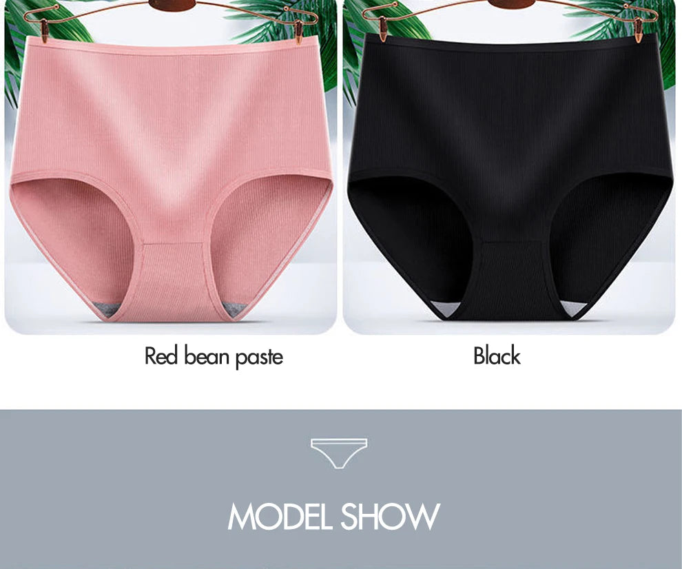 8pcs Women Panties Girl Plus Size Underwear High Waist Briefs Breathable Solid Color Soft Female Lingerie
