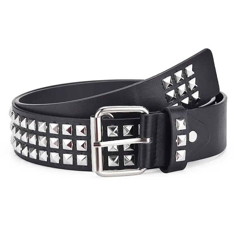 Fashion New Square Bead Rivet Belt Metal Pyramid Belt Men and Women Punk Hardware Jeans Belt Y2K Belt Designer Belt Women's Belt