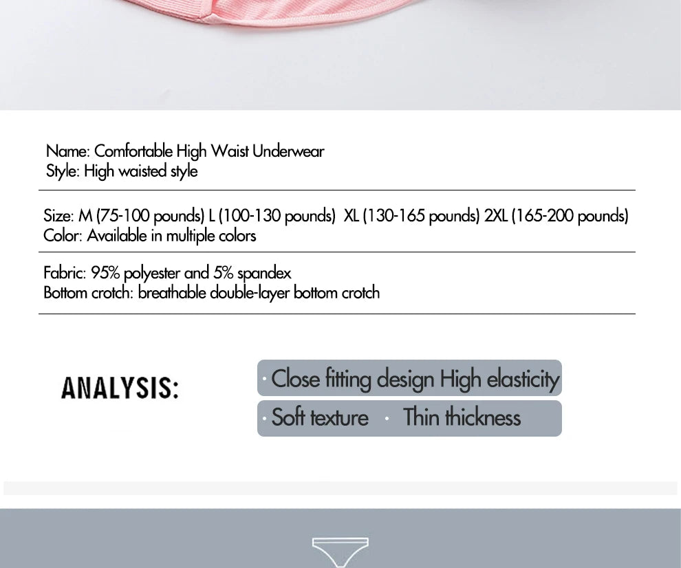 8pcs Women Panties Girl Plus Size Underwear High Waist Briefs Breathable Solid Color Soft Female Lingerie