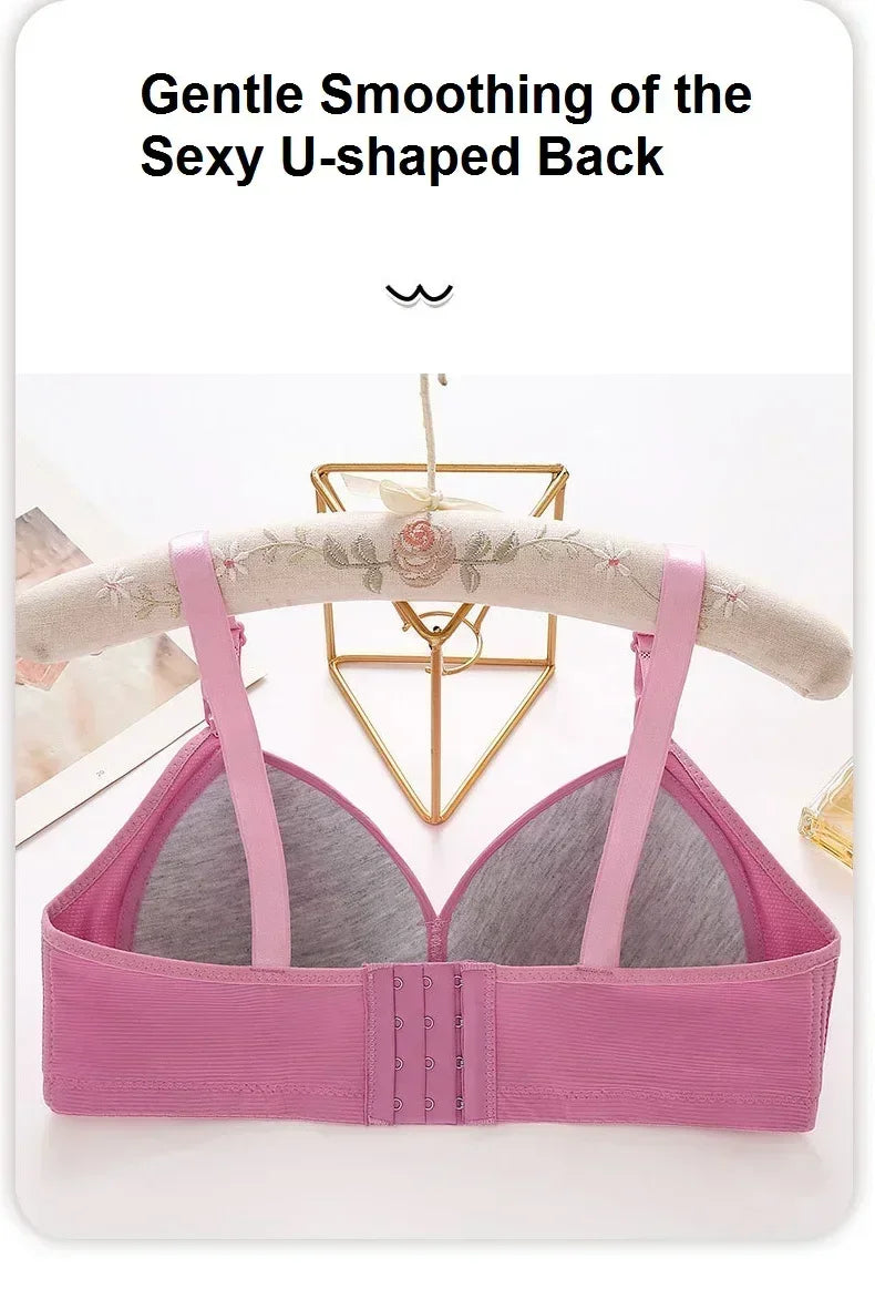 Gathered Side Collection Lifting Underwear Breasts Brassiere Large Size Bra Full Cup Underwear Brassiere No Steel Ring Bra