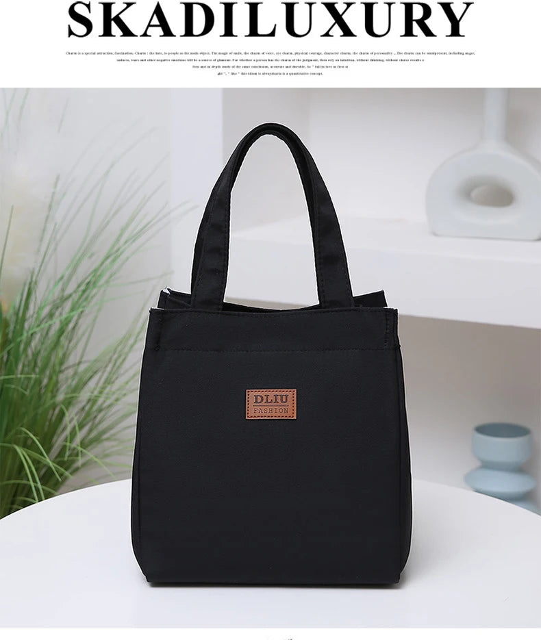 Large Capacity Lunch Bag with Aluminum Foil Insulation for Work, Simple and Practical Top Handle Bag