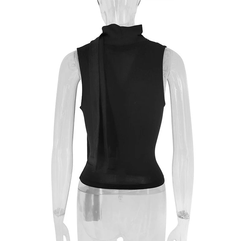 Solid Tank Summer New Women Sexy Sleeveless V-Neck Lady Top Fashion Bandage Streetwear Casual Slim Tank Elegant Knitted Clothing