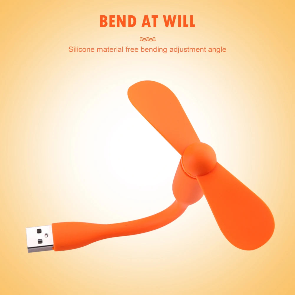 Mini USB Fan Flexible Bendable Fan For Power Bank Laptop PC AC Charger Portable Hand Cooling Fan For Computer Summer Gadget