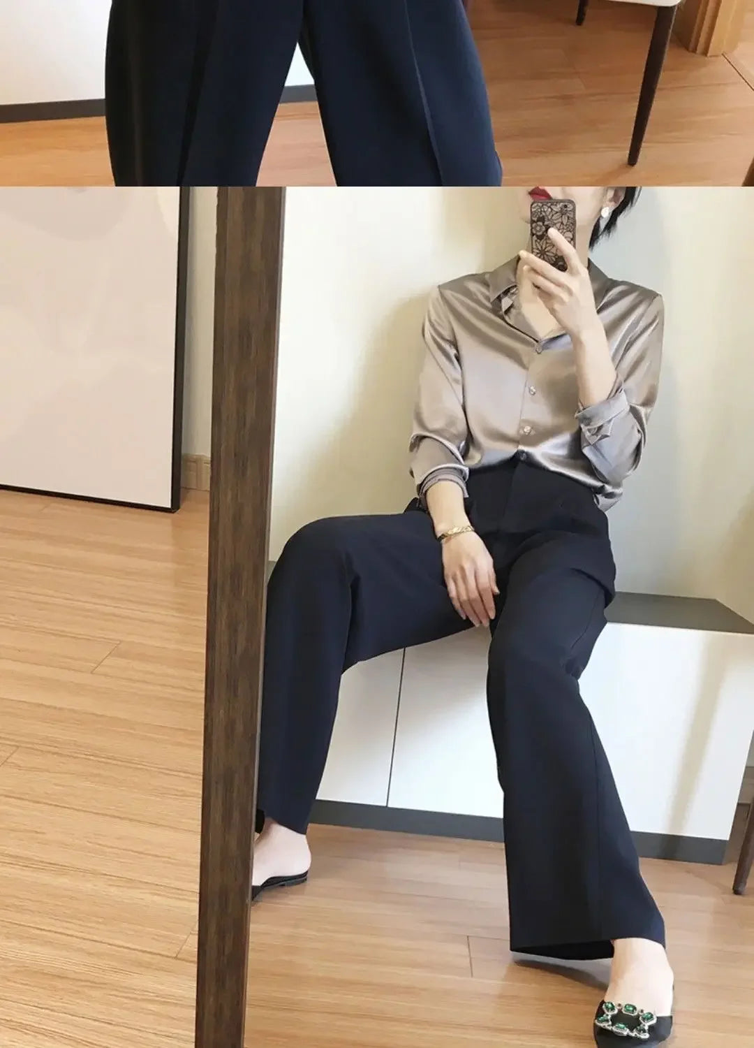 Silk Brown Clothes Wear To Work Office Outfits Long Sleeve Purple Spring Formal Tops for Women Satin Womens Shirt & Blouse Cool