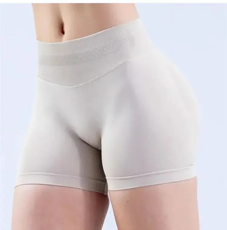 Summer High Waisted Yoga Shorts Women Fashionable and Sexy Running Fitness Pants Solid Color High Elastic Yoga Leggings