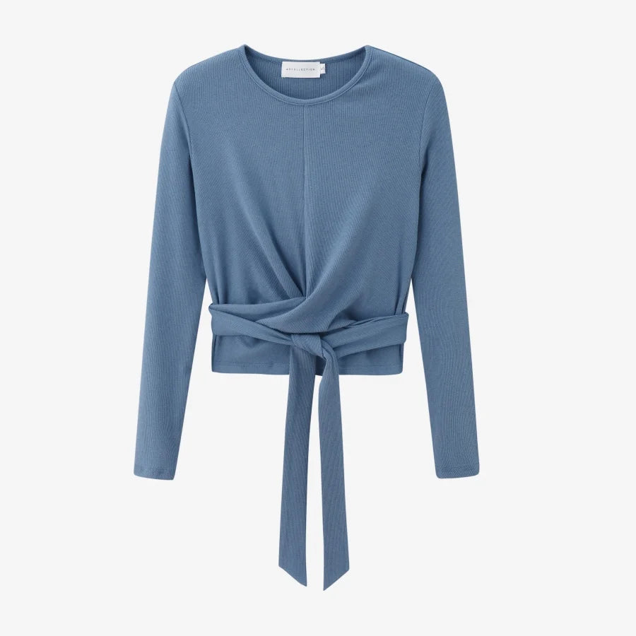 AS 2025 summer ribbing closed-fit wrap tops + Aline dress high Stretch matching sets