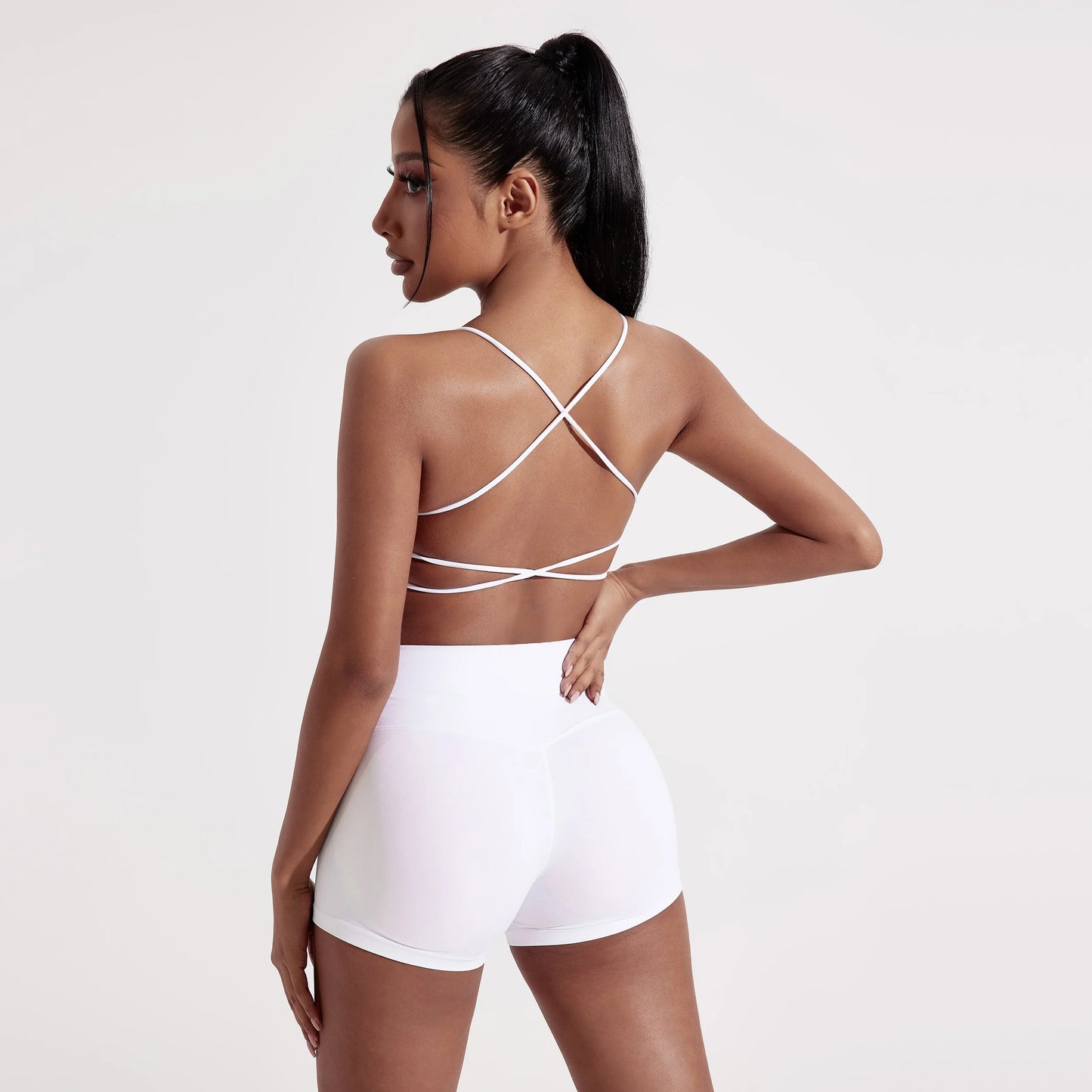 Solid Color Gym Yoga Underwear Women Cross Back Straps Fitness Bra High Strength Tight Sport Top Comprehensive With Chest Pad