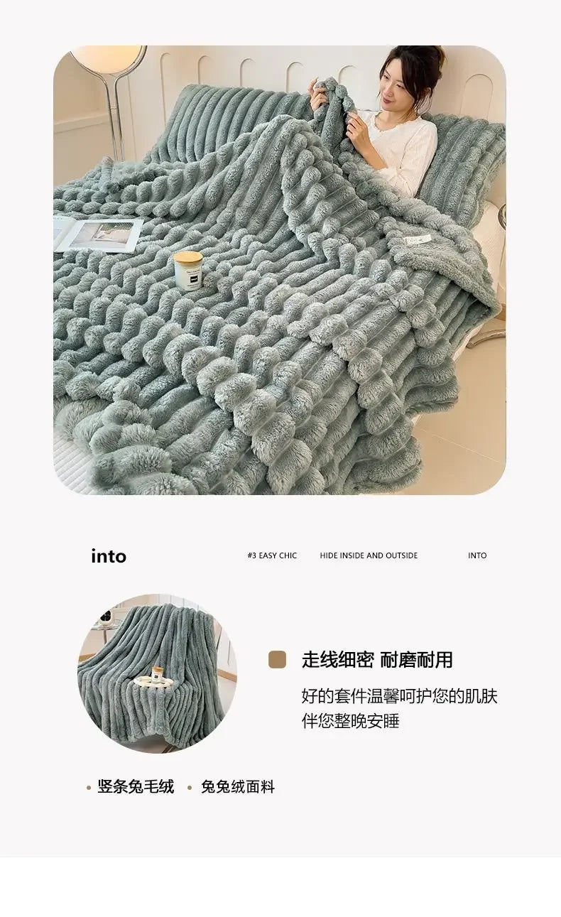 Winter Tafu Velvet Children's Comfortable Blanket Thick Coral Fleece Throw Blankets Adults Office Nap Blanket Sofa Small Cover