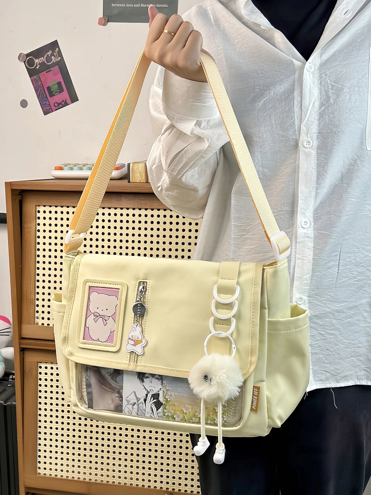 Y2K Japanese Harajuku School Bags for Teenage Girls New 2024 Transparent Itabag Crossbody Bag DIY Badges Display Plate Ita Bag