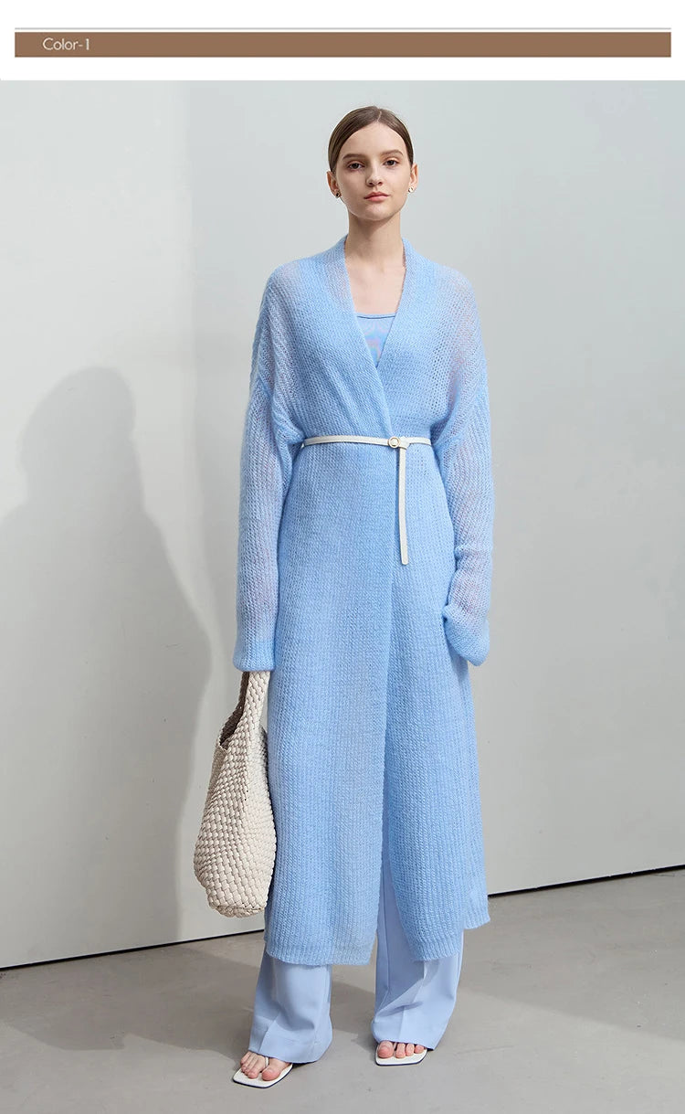 AMII Minimalist Long Sweater Cardigan For Women 2025 Spring New Casual Office Lady Knitted Coats Loose Female Cardigan 12551045