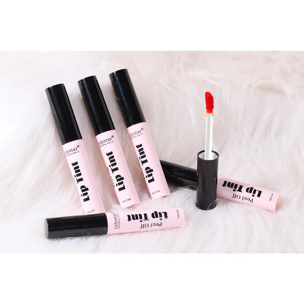 Julystar Peel Off Liquid Lipstick 6 Color Waterproof Lasting Matte Pink Lip Gloss Moisturizer Tear-off Lip Stain Cosmetic Makeup