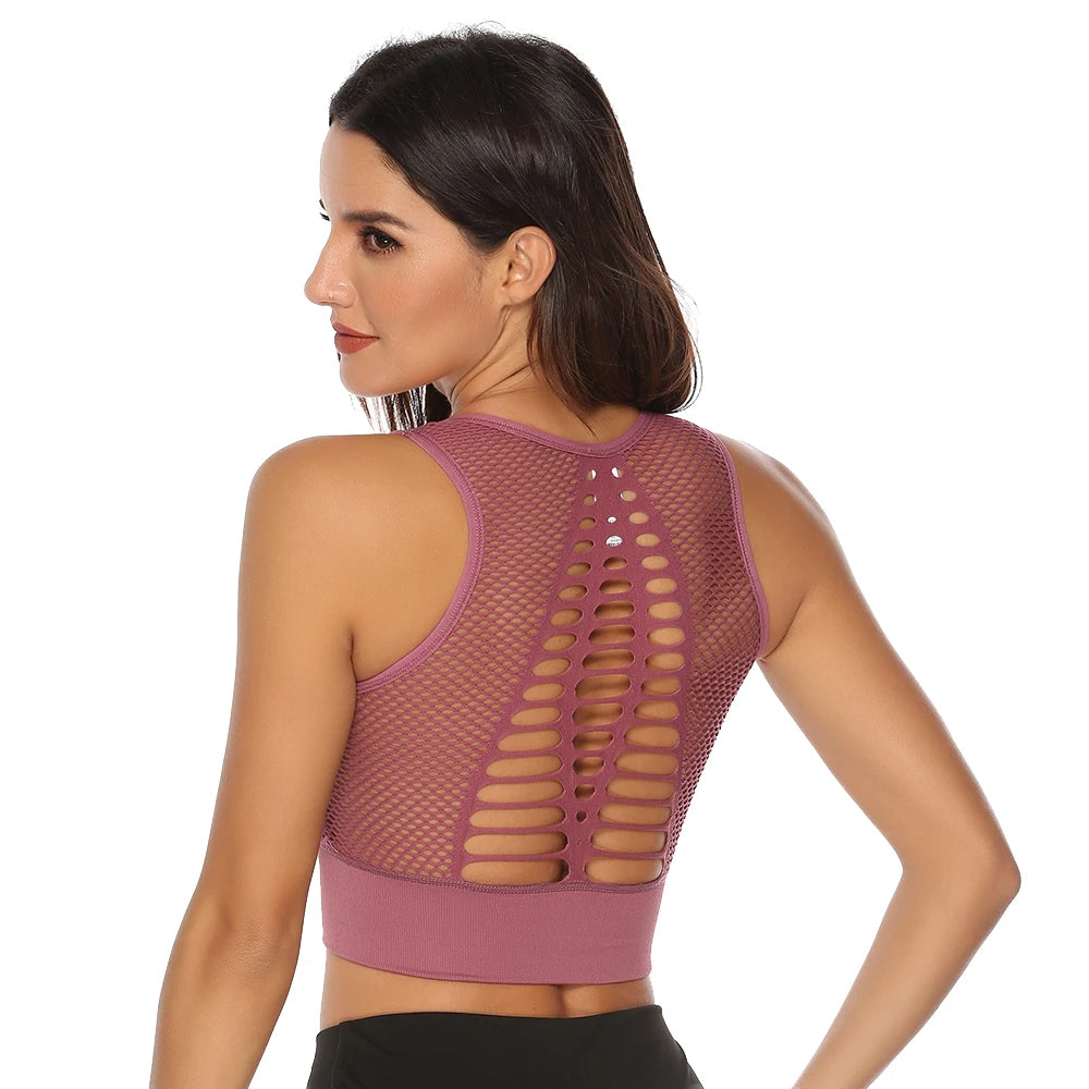 Hot Fitness Women's T-shirts Workout Sports Bra Yoga Vest Backless Solid Quick Dry Running Gym Sport bra Yoga Shirts Tank Top