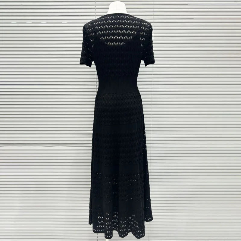CHUJIE Women's 2025 Summer Lace Trim Dress Set - Round Neck Short Sleeve Midi Dress + Slip Dress 2 Piece Set (Rayon Nylon Blend)