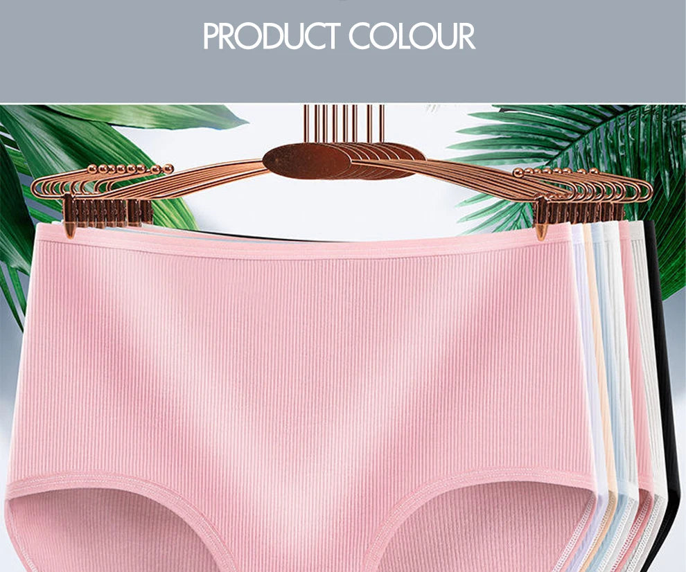8pcs Women Panties Girl Plus Size Underwear High Waist Briefs Breathable Solid Color Soft Female Lingerie