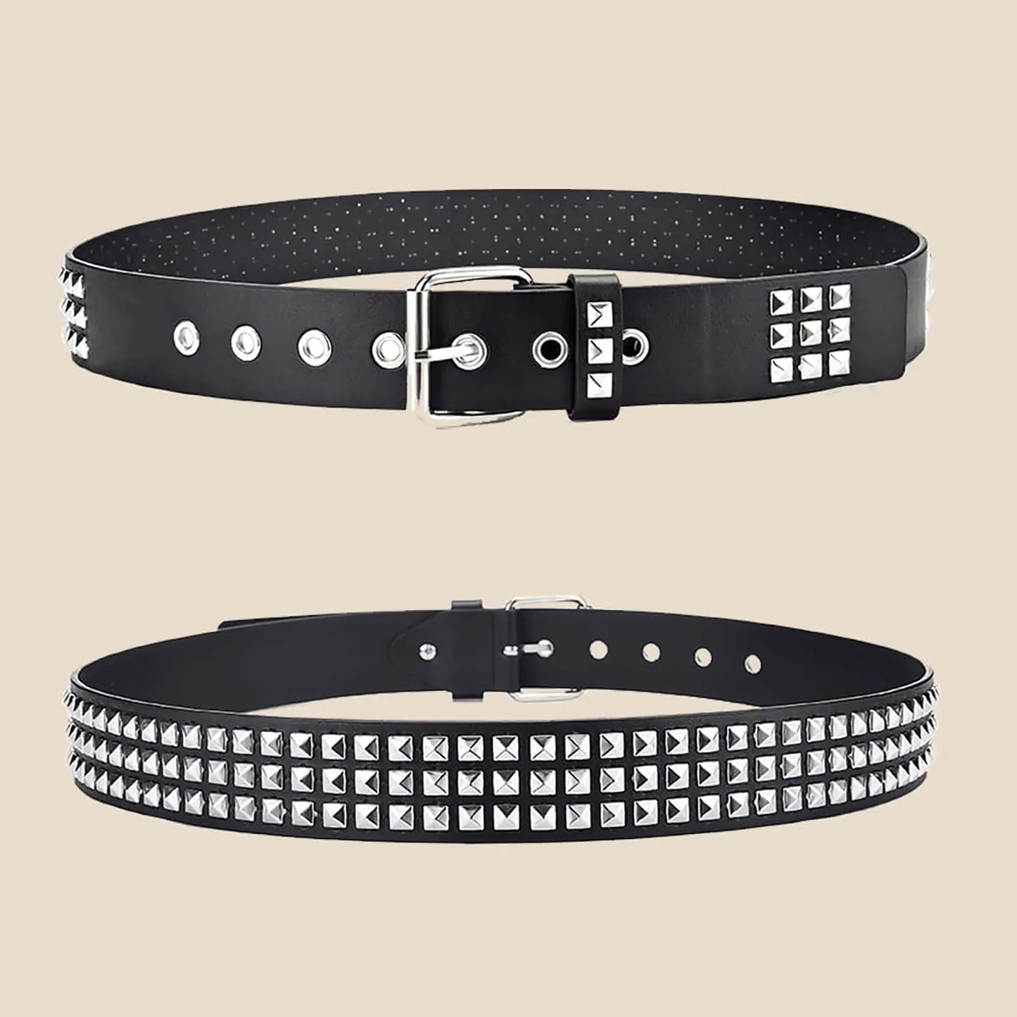 Fashion New Square Bead Rivet Belt Metal Pyramid Belt Men and Women Punk Hardware Jeans Belt Y2K Belt Designer Belt Women's Belt