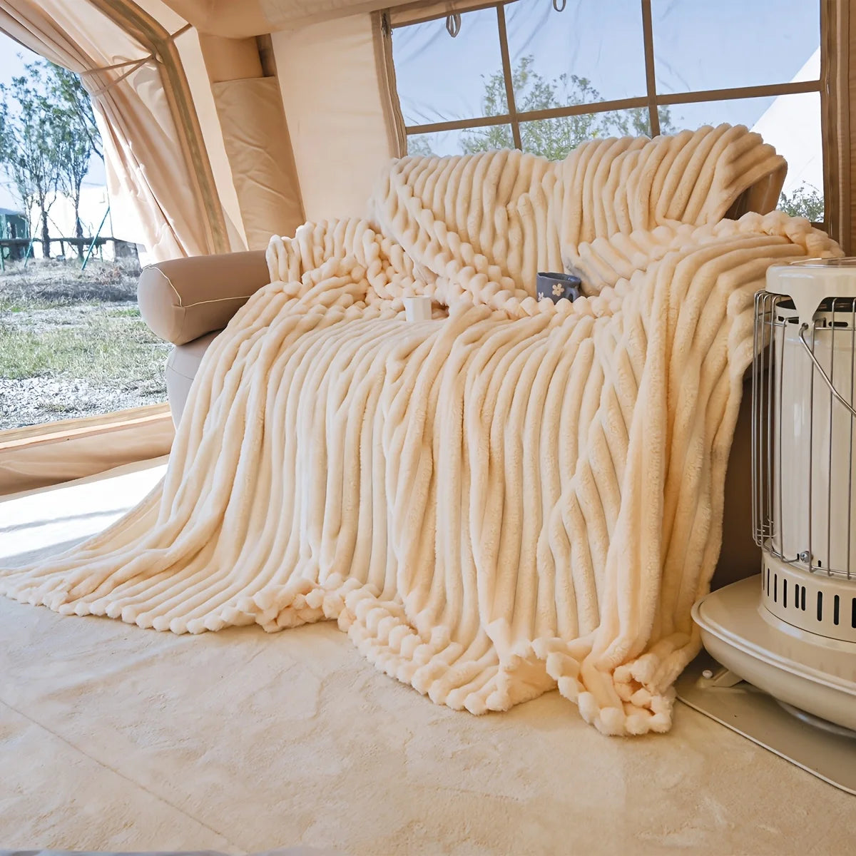 Luxurious Fleece RV Blanket - Soft, Plush, Multi-Use Throw for Travel, Office Naps, Summer Air Conditioning, and Sofa Cover