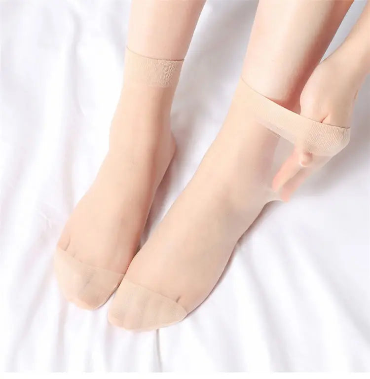 10pairs-50Pairs Transparent Summer Socks Ultrathin Women Nylon Ladies Female Short Ankle Meias Elastic Crystal Spring Silk Sox
