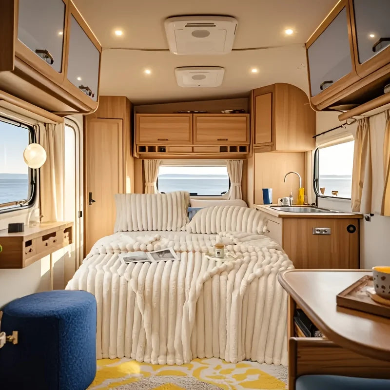 Luxurious Fleece RV Blanket - Soft, Plush, Multi-Use Throw for Travel, Office Naps, Summer Air Conditioning, and Sofa Cover