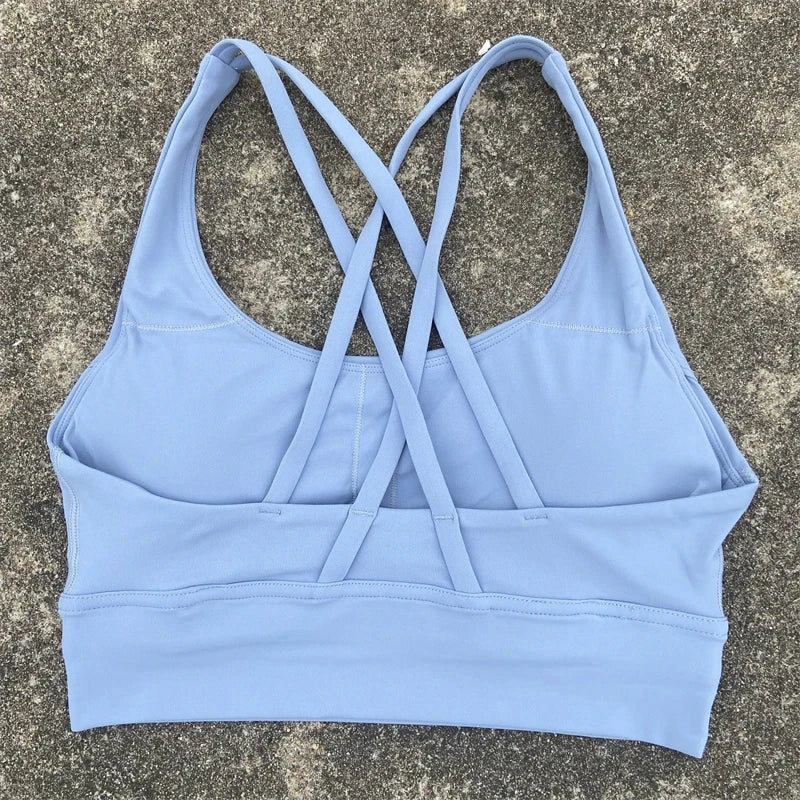 Solid Color Fitness sport Bra Women Cross soft high strength Tight Top Comprehensive Training Gym Yoga Underwear With Chest Pad