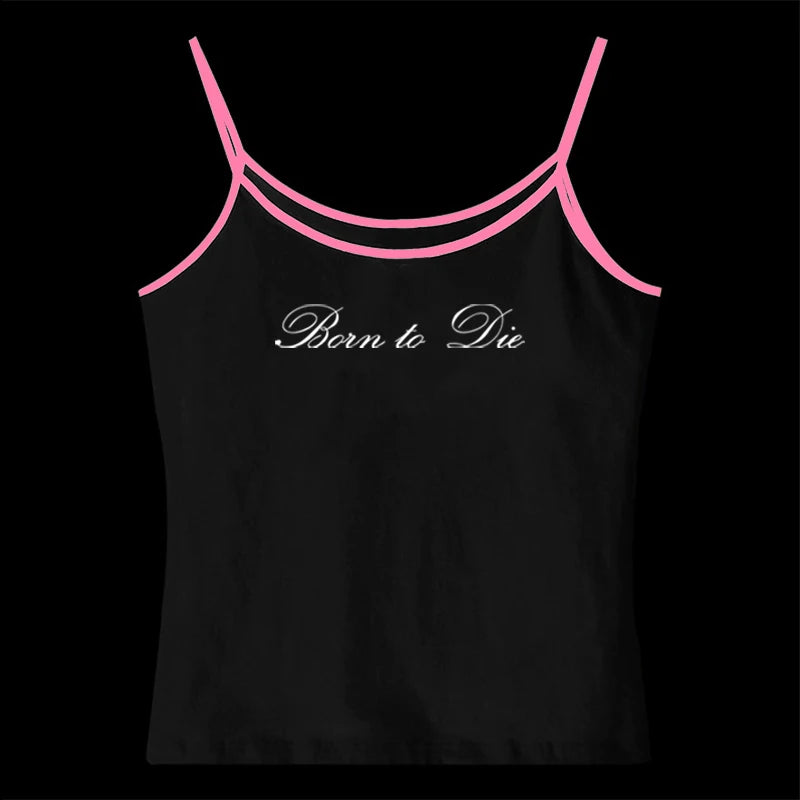 Gothic Grunge Punk Hip Hop Rock Streetwear Casual Sexy Crop Top Y2K Retro Harajuku Emo Girl Aesthetic Fashion Lace Camisole Tops
