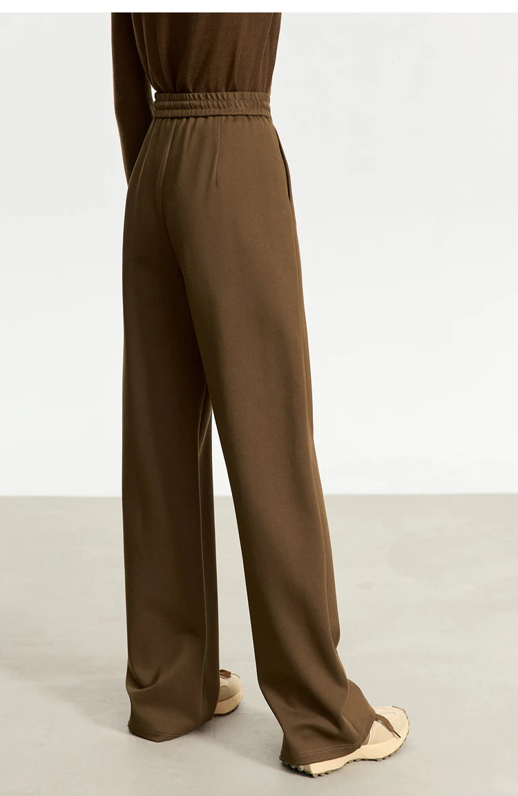 AMII Minimalism Casual Pants for Women 2025 Spring Wide Leg New Loose Vertical Elastic Waist Drawstring Sporty Trousers 12343338