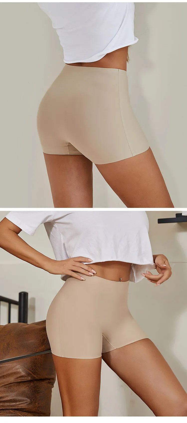 Hot Sale Seamless Ice Silk Solid Biker Shorts Boxer Short Leggings Sports Yoga Pants Seamless Women Shorts Panties