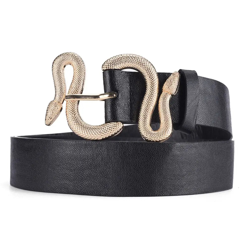 Women's Belt Trend Retro Snake Buckle Belt Fashion Casual Pu Leather Belt With Dress Jeans Belts Gift For Women and Girlfriend