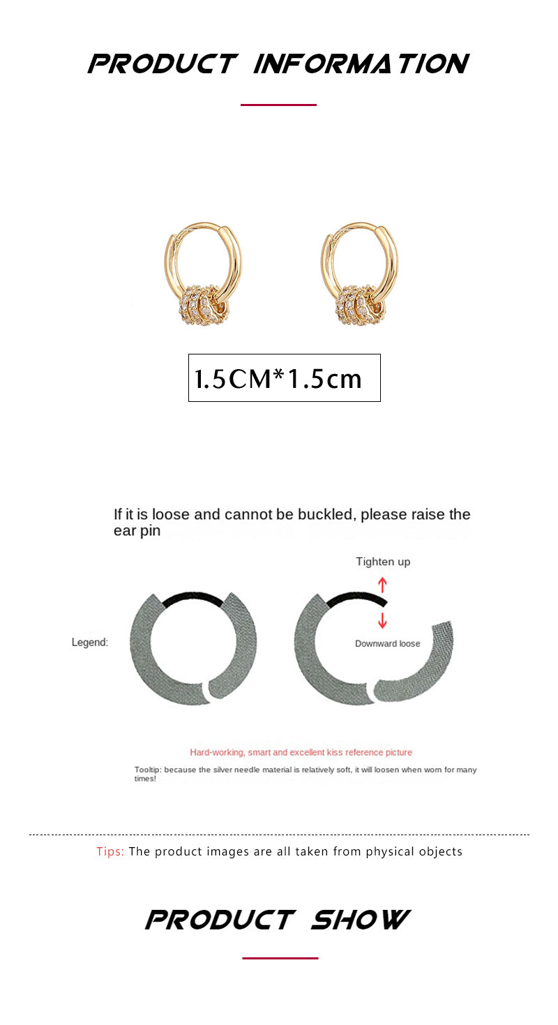 Trendy Gold Plated Geometric Gear Shape Circle Hoop Earrings for Women Girl Fashion Zircon Jewelry Buckle Type
