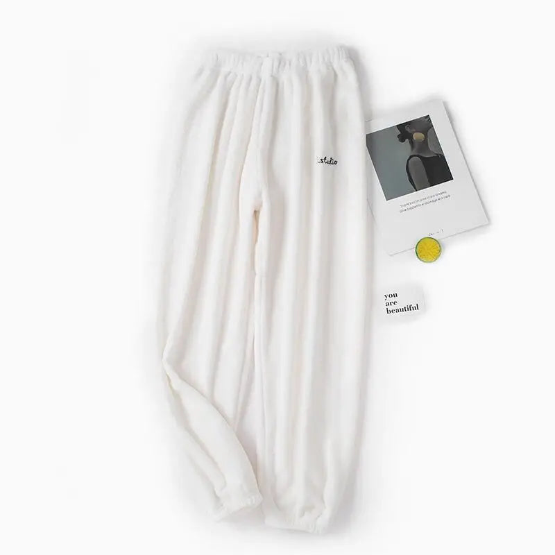 Autumn Women Solid Warm 1/2 Piece Sets Thicken Velvet Ribbed Fleece Set Pullover And Pants Women Casual Pajama Sets 2025