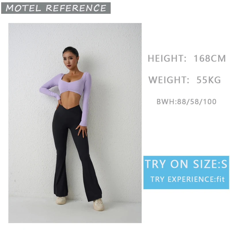 DIAS FIT JOY Nylon Gym Top Yoga long sleeved T-shirt tight pleated sports top women's waist tight yoga top
