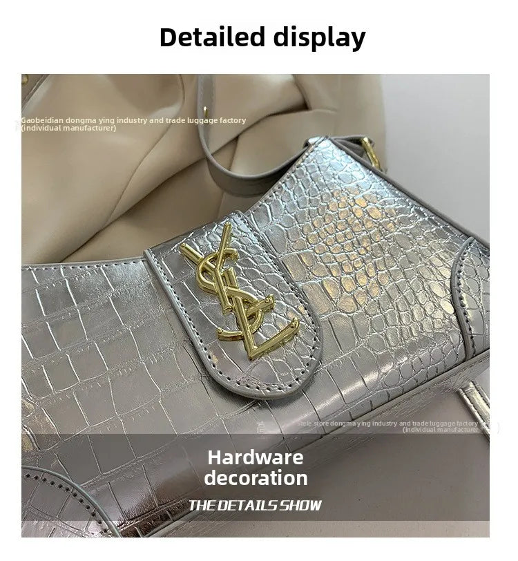Texture Stone Patterned Armpit Bag 2025 New Simple Single Shoulder Women's Bag Temperament Crossbody Bag Small Fragrance Style