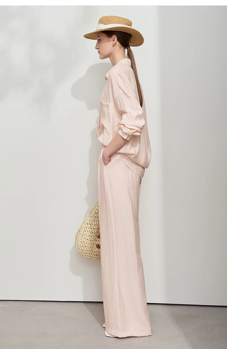AMII Minimalism Shirt Pants For Women 2025 Spring New Casual Basic Shirt Sold Separate Straight Long Wide Leg Pants 12511048