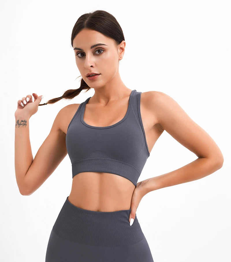 WAREBALL Tank Top Women Female Gym Yoga Bra Padded Sports Bra Removable Workout Push Up Crop Top Fitness Bra Athletic Sportswear
