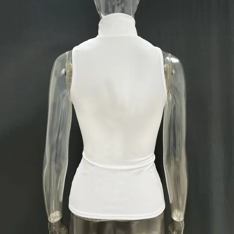Trendix Fashion Metal Ring Tank Top Women 2025 Summer Y2k Solid Sleeveless Patchwork Tops Ladies Vacation Slim Party Elegant Top