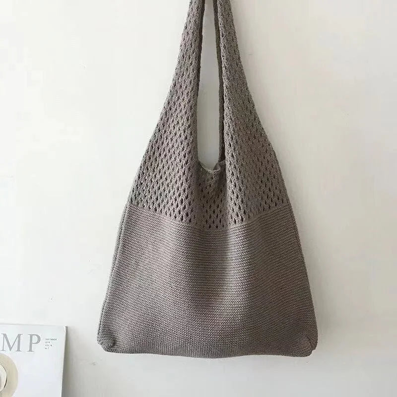 Designer Knitted Handbags Female Large Capacity Totes Women's Pack Summer Beach Bag Big Purses Casual Hollow Woven Shoulder Bags