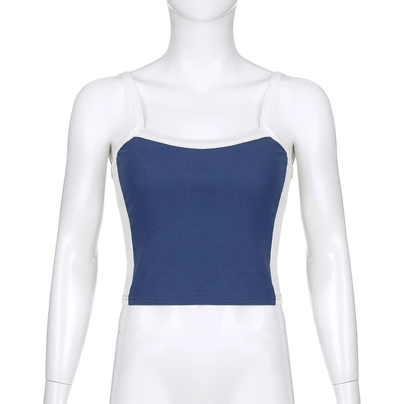 Sleeveless Knitted Crop Tops Green Sexy Basic Patchwork 2024 Summer Casual Cami Backless Y2k Vintage Tank Top Women