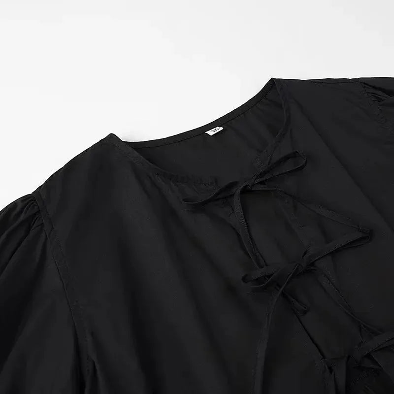 TRAF Leopard Print Crop Top Women Puff Sleeve Ruffle Blouses Woman 2024 Summer Shirts and Blouses for Women Ruched Ladies Tops