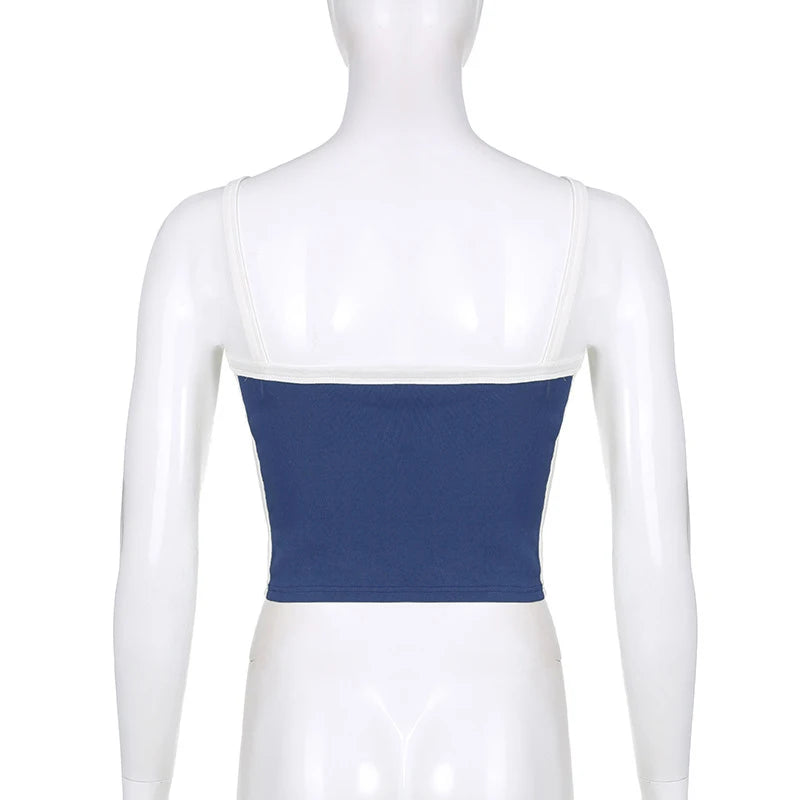 Sleeveless Knitted Crop Tops Green Sexy Basic Patchwork 2024 Summer Casual Cami Backless Y2k Vintage Tank Top Women