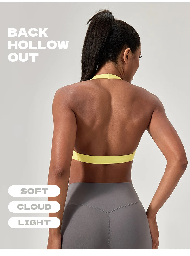 Sports Yoga Bra for Women Halter Neck with Stylish Back Design Sexy Gym Bra for Running Fitness Sports Bras