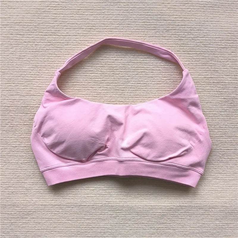 HBC Women's Sports Bra High Elastic Halter Top Push-up Fitness Workout Underwear Seamless Gym Tops Yoga Bra