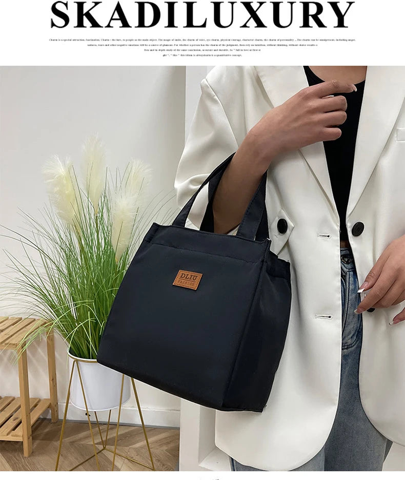 Large Capacity Lunch Bag with Aluminum Foil Insulation for Work, Simple and Practical Top Handle Bag