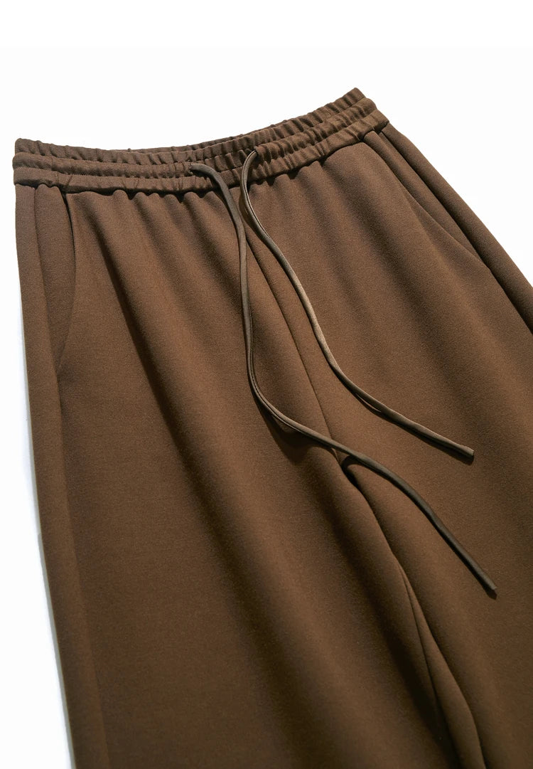 AMII Minimalism Casual Pants for Women 2025 Spring Wide Leg New Loose Vertical Elastic Waist Drawstring Sporty Trousers 12343338