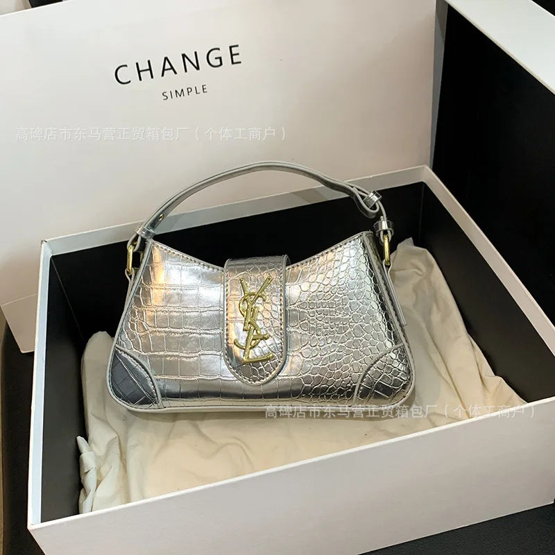 Texture Stone Patterned Armpit Bag 2025 New Simple Single Shoulder Women's Bag Temperament Crossbody Bag Small Fragrance Style