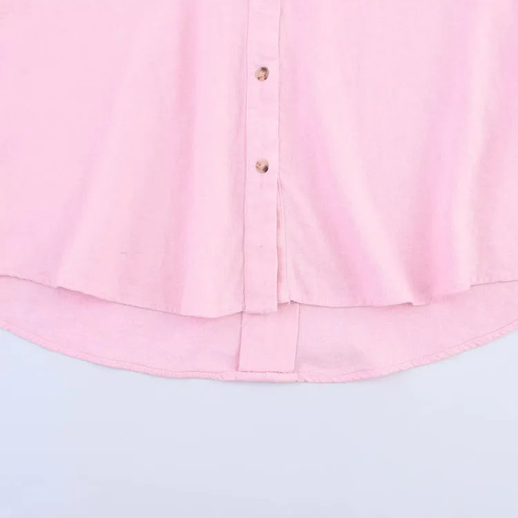 HipSeam Wide Sleeved Shirt Women Spring Asymmetric Hem Button Women's Shirts Simple Lady Johnny Collar Linen Shirts & Blouses