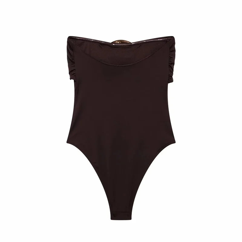 TRAF 2024 Extreme Bodysuit Women off Shoulder Sexy Bodys for Women Black Body One Pieces Sexy Outfits Lingerie Body Suits Woman